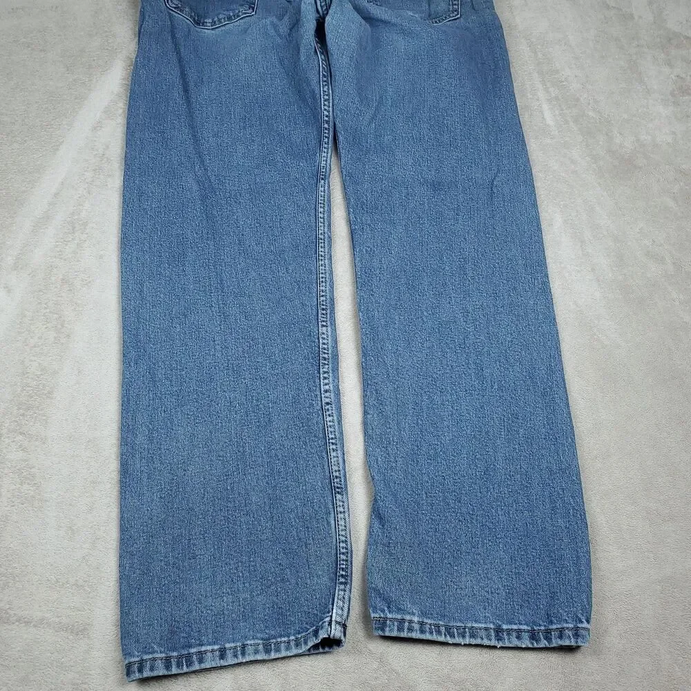 Levis 505 Jeans Mens 36x34 Blue Medium Wash Straight Zip Fly Regular Fit Denim